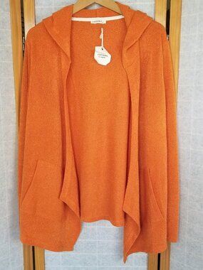 ANDTHEWHY Los Angeles Orange Open Hoodie Size Large Waffle NWT